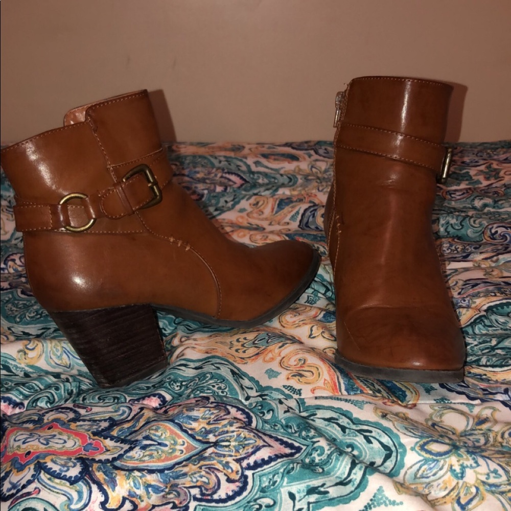 Brown Leather Booties Size 10
